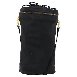 Borsa a spalla Vala in nylon nero e oro Auth 150876 di Salvatore Ferragamo