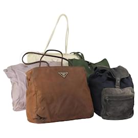 Borsa Tote PRADA in nylon scamosciato 5Set marrone khaki beige Auth bs30294 - Prada