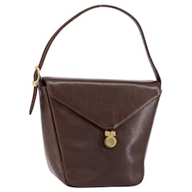 Borsa a spalla GIVENCHY in pelle embossata marrone scuro oro Auth am9398