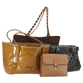 Salvatore Ferragamo Tote Bag PVC Nylon Leder 4 Set Braun Schwarz Auth bs30529