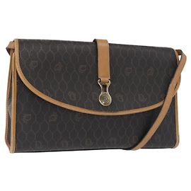 Borsa a spalla in tela a nido d'ape PVC nera e dorata Christian Dior Auth 147083