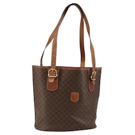 Céline Bolsa tote em lona Macadam CELINE em couro PVC marrom dourado Auth bs30784
