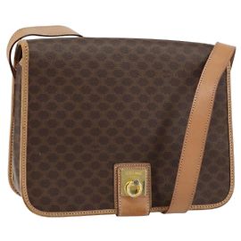 Céline Borsa a Spalla in Tela Macadam CELINE PVC Marrone Oro Auth ep11596