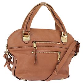 Chloé Chloe Angie Hand Bag Leather 2way Brown Gold Auth 150382