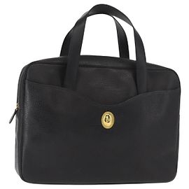 Borsa a mano Christian Dior in pelle nera e oro Auth 149531