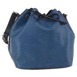 LOUIS VUITTON Bolsa de Ombro Petit Noé Epi Bicolor Preto Azul M44152 Auth ka181
