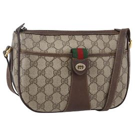 Borsa Gucci GG Supreme Web Sherry Line PVC Beige Oro Rosso 89 02 032 Auth SW1762