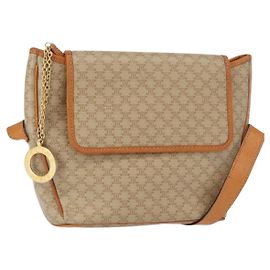 Céline Borsa a Spalla in Tela Macadam CELINE PVC Beige Oro Auth 152081