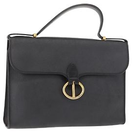 Bolsa de mão em lona de favo de mel PVC 2 em 1 Christian Dior preta e dourada Auth 149368
