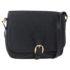 Borsa a Spalla GG Canvas Gucci Nera Oro Auth 152003