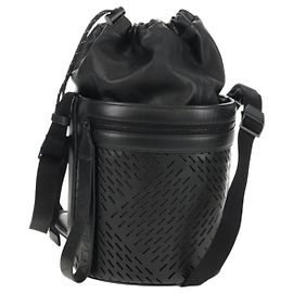 Autre Marque Bucket-Schultertasche aus perforiertem Leder in Schwarz Auth BA6816M von BOTTEGA VENETA