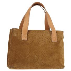 Céline Borsa a mano in tela Macadam C di CELINE in suede marrone e oro Auth 146684
