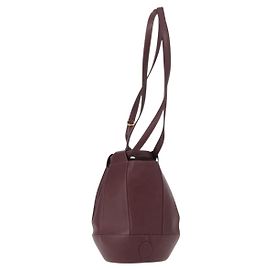 Cartier Borsa a spalla Must Line in pelle Bordeaux oro Auth BA7848