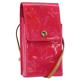 LOUIS VUITTON Monogram Vernis Green Cigarette Case Fusha Pink M91242 Auth 152434V