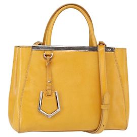Borsa a mano FENDI 2 JOURS in pelle 2 in 1 gialla argento autentica am9630