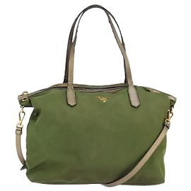 Borsa Tote PRADA in nylon khaki oro Auth bs30152
