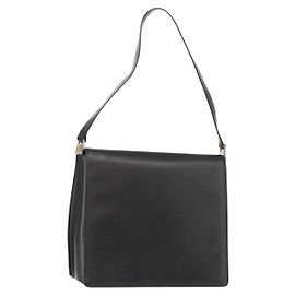 Gucci Sac à épaule en cuir noir argenté Auth 148273