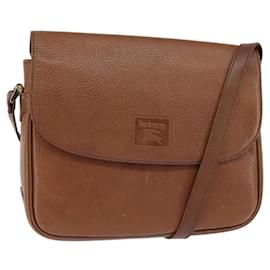 Autre Marque Borsa a spalla in pelle marrone con motivo Nova Check di Burberrys, oro, Auth bs30445