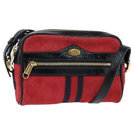 GUCCI Sherry Line Schultertasche aus Wildleder Lack Rot Gold Schwarz 527350 Auth bs30609
