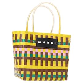 MARNI Borsa a Cestino Flower Café in Pelle Multicolore Auth 148485
