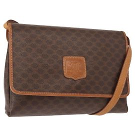 Céline Borsa a Spalla in Tela Macadam CELINE PVC Marrone Oro Auth ep11522