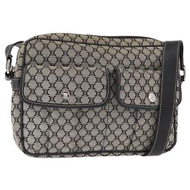 Céline CELINE Macadam Canvas Schultertasche Grau Silber Authentisch ep11913