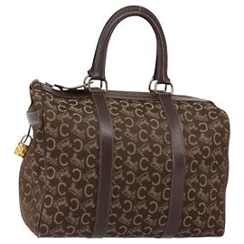 Céline Borsa Boston Celine C Sulky in tela marrone Auth 152078