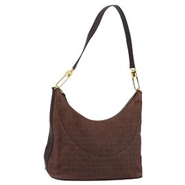 Bulgari Borsa a Spalla BVLGARI Logo Mania Canvas Marrone Oro Auth bs30838