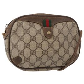 Borsa Sherry Line GG Supreme Web di GUCCI in PVC beige e oro 89 02 066 Auth 152906