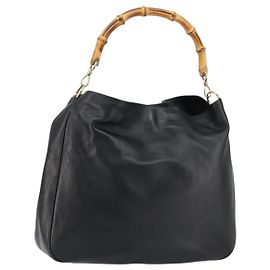 Borsa a mano in pelle Gucci Bamboo oro nero 001 2123 1577 Auth gh1288