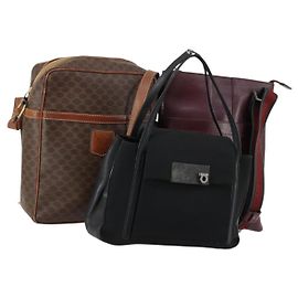 Borsa in tela Macadam Celine Salvatore Ferragamo in pelle PVC 3 pezzi Auth BA7843