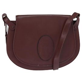 CARTIER Borsa a Spalla Must Line Pelle Bordeaux Oro Auth ki6148