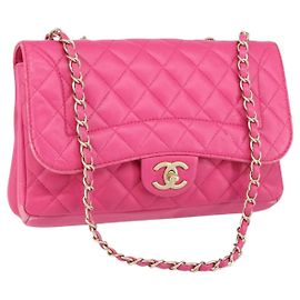 CHANEL Mini Matelassé Schultertasche mit Kette aus Lammleder Rosa Gold CC Auth 150617