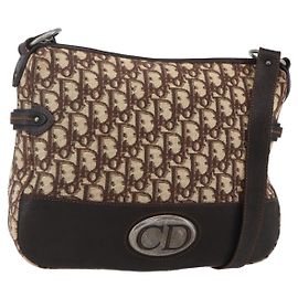 Borsa a Spalla in Tela Trotter Christian Dior Marrone Auth 153966V