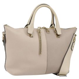 Chloé Borsa Chloe Bailey in pelle 2 vie grigia oro Auth BA7808