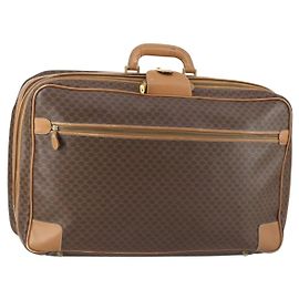 Céline CELINE Macadam Canvas Boston Tasche PVC Braun Gold Auth bs31028
