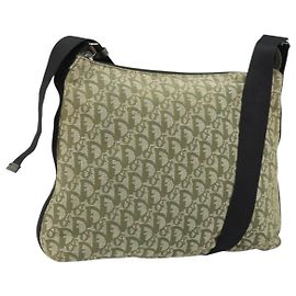 Borsa a spalla in tela Trotter Christian Dior verde argento autentica ar13816