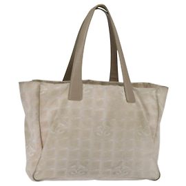CHANEL Nuova Borsa Tote da Viaggio Nylon Beige Oro CC Auth bs30490