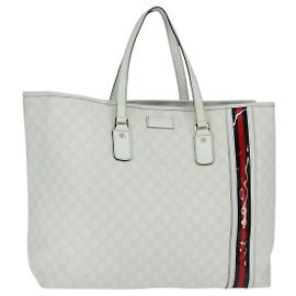 Borsa tote in PVC pelle GG Supreme Sherry Line Gucci rossa bianca blu navy Auth bs30498