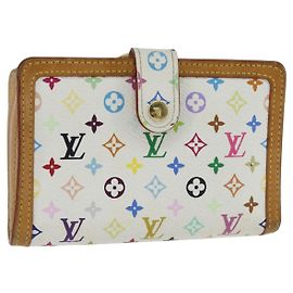 LOUIS VUITTON Multicolor Porte Monnaie Viennois Wallet White M92987 Auth 151172
