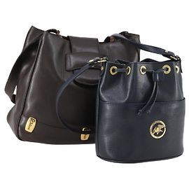 Chloé Borsa Chloe HUNTING WORLD in pelle 2 pezzi blu navy marrone Auth gh1181