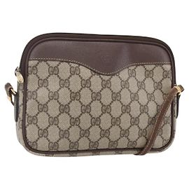 Gucci Borsa a Spalla GG Supreme in PVC Pelle Beige Oro 007 14 6428 Auth SW1761