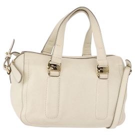Borsa a mano Vala in pelle 2 in 1 bianca e oro Auth BA7669 di Salvatore Ferragamo