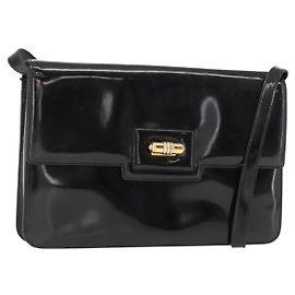 Borsa a Spalla GUCCI Smalto Nero Oro 004 33 0280 Auth ep11880