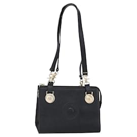 Borsa a Spalla Gianni Versace in Pelle Nera e Oro Auth BA7521