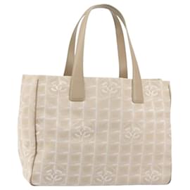 CHANEL Nuova Borsa Tote da Viaggio Nylon Beige Oro CC Auth ep11691