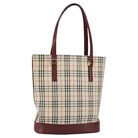 BURBERRY Nova Check Tote Bag aus Canvas und Leder Beige Gold Auth ep11704
