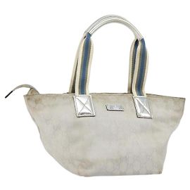 Borsa tote in tela GG Sherry Line Gucci Argento 131228 Auth bs30945