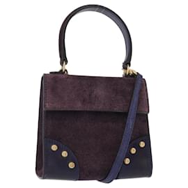 Céline Borsa a Mano CELINE Camoscio 2 in 1 Viola Oro Auth 153983