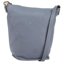 LOEWE Borsa a Spalla Anagramma Pelle Blu Oro Auth mr1567